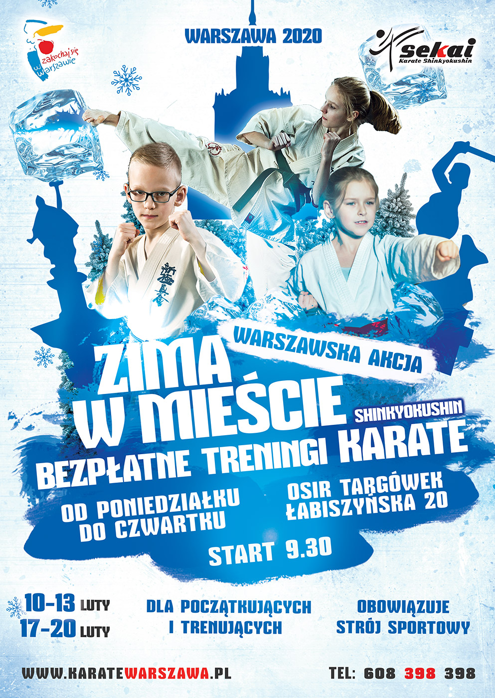Plakat promujący bezpłatne zajęcia w czasie Zimy w mieście 2020