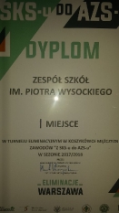 Dyplom za I miejsce w Warszawie w turnieju SKS-u do AZS-u