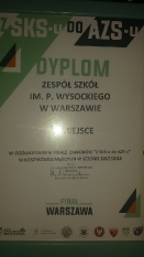 Dyplom za VI miejsce w Polsce w turnieju SKS-u do AZS-u